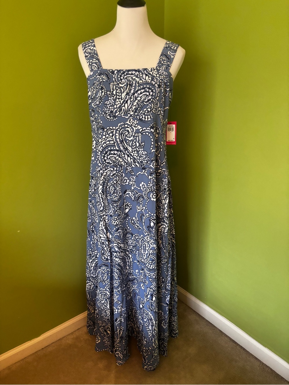 Vince Camuto Smocked Back Square Neck Maxi Dress